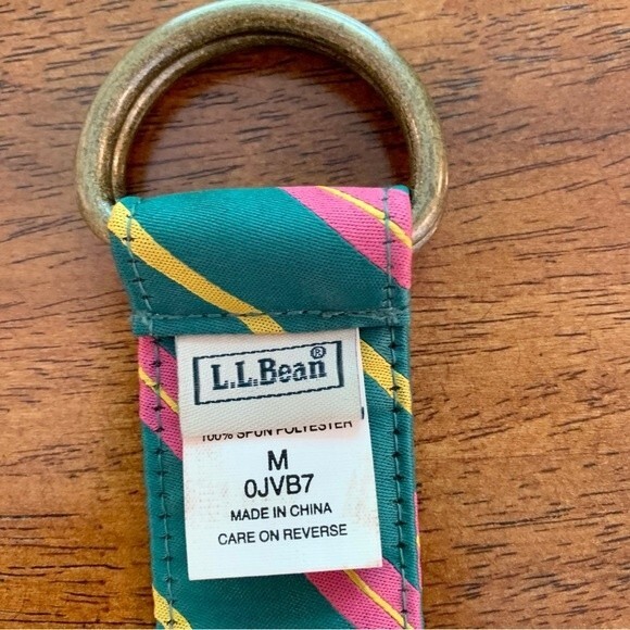 L.L. Bean Ribbon Fabric Striped D Ring Belt Medium - Picture 5 of 7